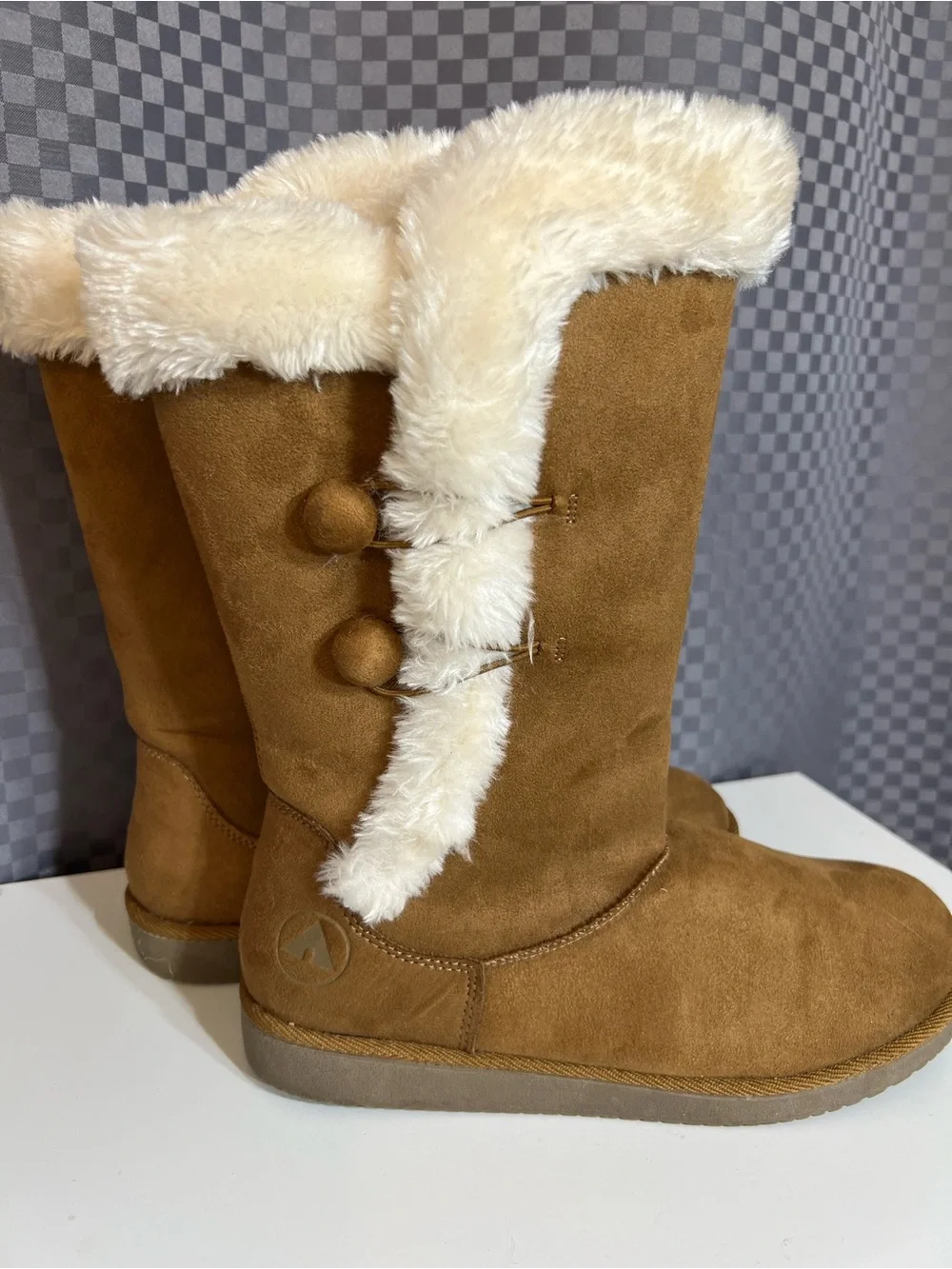 AIRWALK Meila Cozy Winter Tall Boots Women’s Brown Faux Suede Faux Fur Lined 9